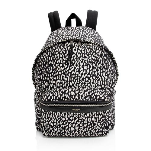 Saint Laurent Leopard Print Canvas City Backpack