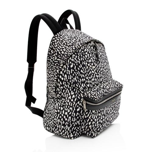 Saint Laurent Leopard Print Canvas City Backpack