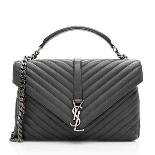 Saint Laurent Matelasse Calfskin Monogram College Large Shoulder Bag