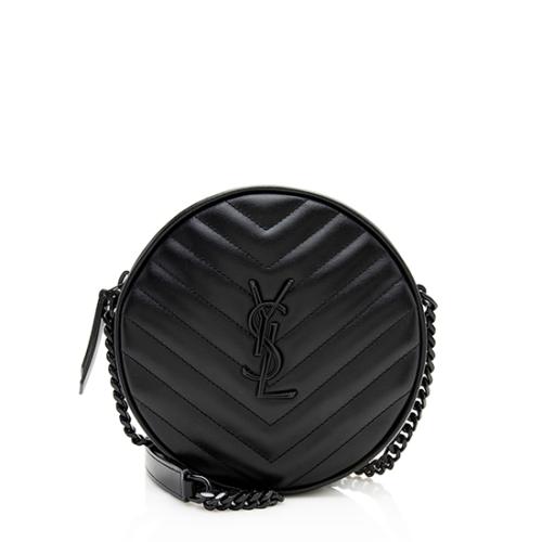 Saint Laurent Matelasse Calfskin Monogram Vinyle Round Camera Bag