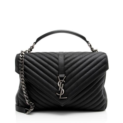 Saint Laurent Matelasse Calfskin Monogram College Large Shoulder Bag