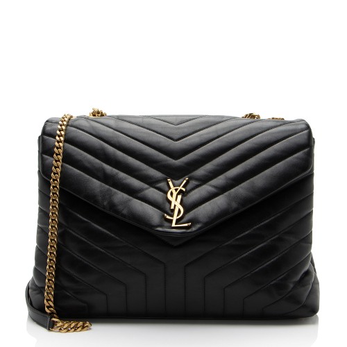 Saint Laurent Matelasse Calfskin Monogram LouLou Chain Large Shoulder Bag