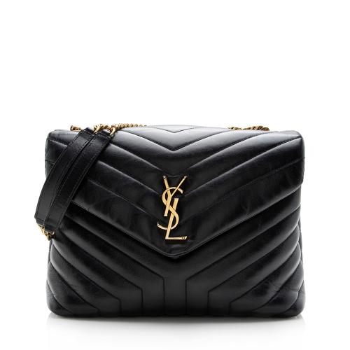 Saint Laurent Matelasse Calfskin Monogram LouLou Chain Medium Shoulder Bag