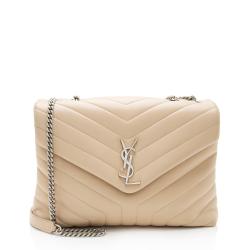 Saint Laurent Matelasse Calfskin Monogram LouLou Chain Medium Shoulder Bag