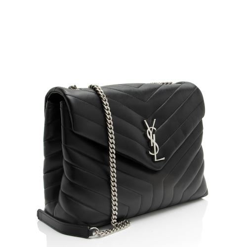 Saint Laurent Matelasse Calfskin Monogram LouLou Chain Medium Shoulder Bag