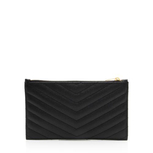 Saint Laurent Matelasse Grain de Poudre Monogram Bill Pouch