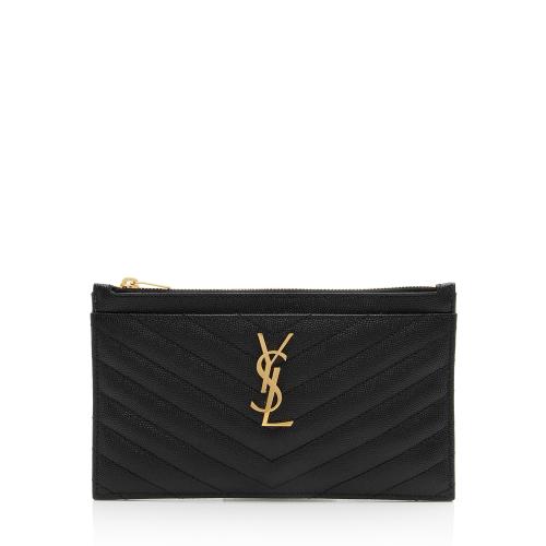 Saint Laurent Matelasse Grain de Poudre Monogram Bill Pouch