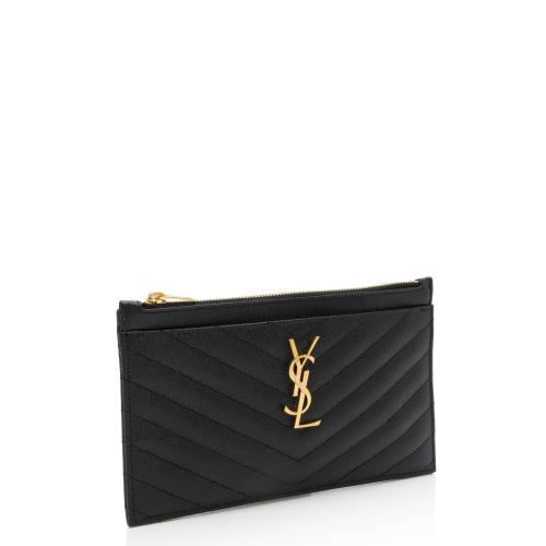 Saint Laurent Matelasse Grain de Poudre Monogram Bill Pouch