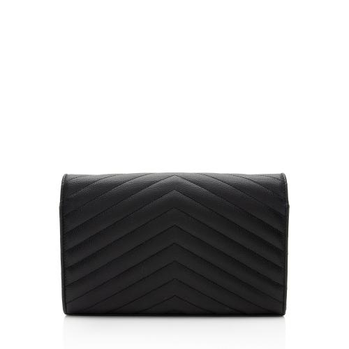 Saint Laurent Matelasse Grain de Poudre Monogram Chain Wallet - FINAL SALE