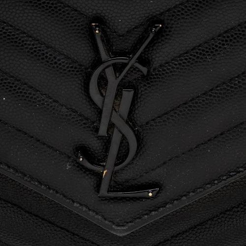 Saint Laurent Matelasse Grain de Poudre Monogram Chain Wallet - FINAL SALE