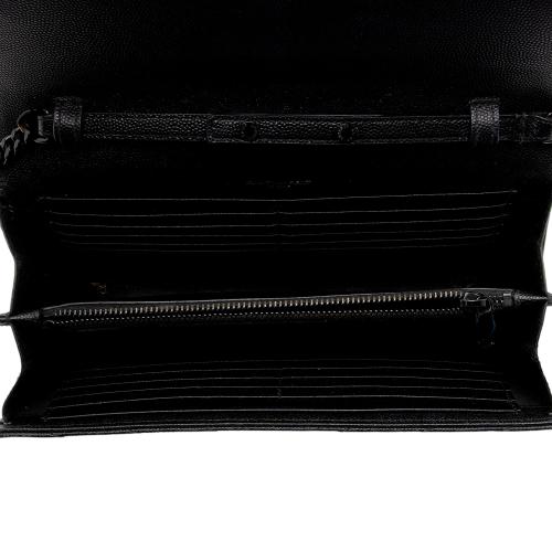 Saint Laurent Matelasse Grain de Poudre Monogram Chain Wallet - FINAL SALE