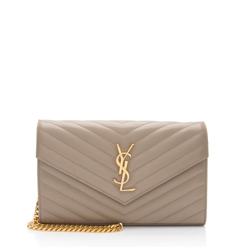 Saint Laurent Matelasse Grain de Poudre Monogram Chain Wallet - FINAL SALE