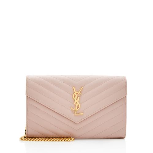 Saint Laurent Matelasse Grain de Poudre Monogram Chain Wallet