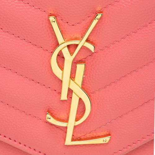 Saint Laurent Matelasse Grain de Poudre Monogram Chain Wallet