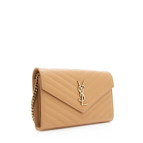 Saint Laurent Matelasse Grain de Poudre Monogram Chain Wallet