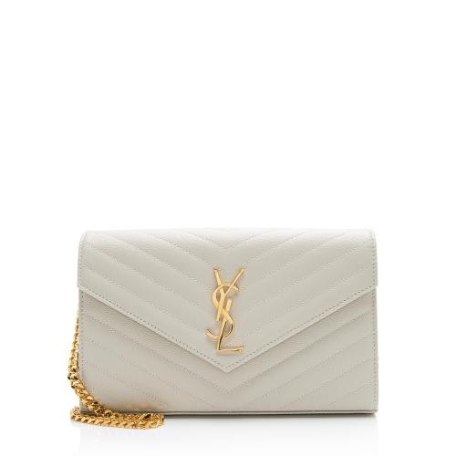 Saint Laurent Matelasse Grain de Poudre Monogram Chain Wallet