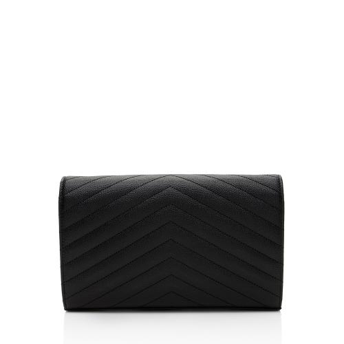 Saint Laurent Matelasse Grain de Poudre Monogram Chain Wallet