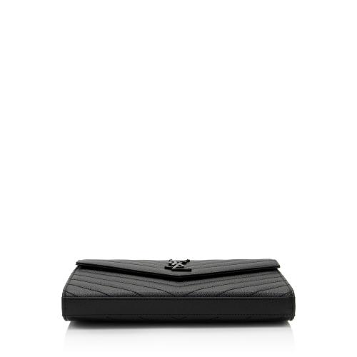 Saint Laurent Matelasse Grain de Poudre Monogram Chain Wallet