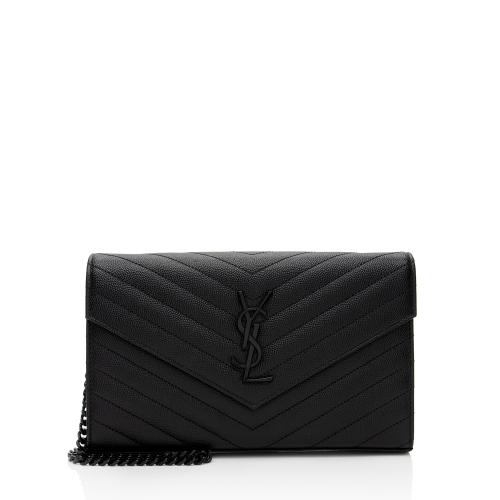 Saint Laurent Matelasse Grain de Poudre Monogram Chain Wallet