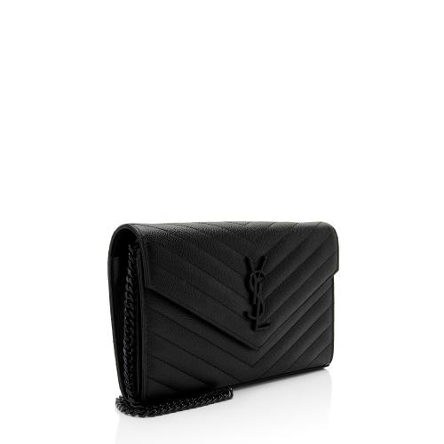 Saint Laurent Matelasse Grain de Poudre Monogram Chain Wallet