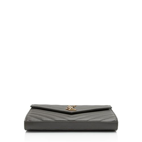 Saint Laurent Matelasse Grain de Poudre Monogram Chain Wallet