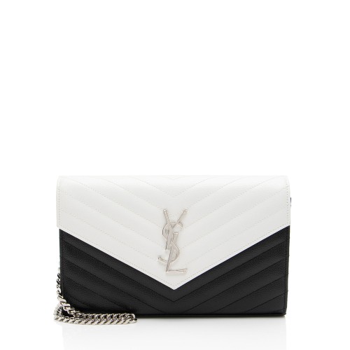 Saint Laurent Matelasse Grain de Poudre Monogram Chain Wallet