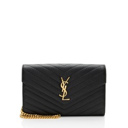 Saint Laurent Matelasse Grain de Poudre Monogram Chain Wallet