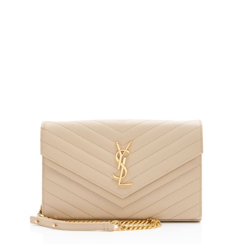 Saint Laurent Matelasse Grain de Poudre Monogram Chain Wallet