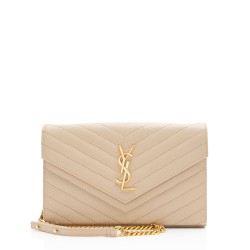 Saint Laurent Matelasse Grain de Poudre Monogram Chain Wallet