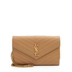 Saint Laurent Matelasse Grain de Poudre Monogram Chain Wallet