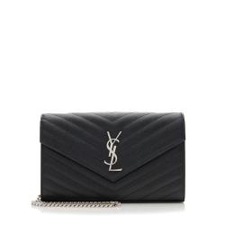 Saint Laurent Matelasse Grain de Poudre Monogram Chain Wallet