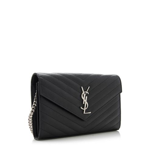 Saint Laurent Matelasse Grain de Poudre Monogram Chain Wallet