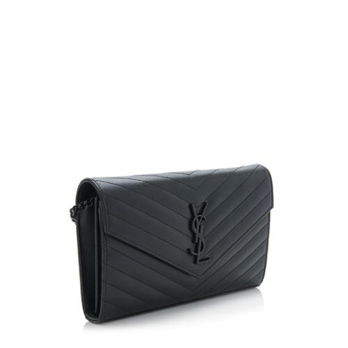 Saint Laurent Matelasse Grain de Poudre Monogram Chain Wallet