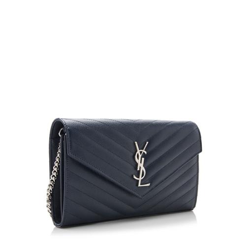 Saint Laurent Matelasse Grain de Poudre Monogram Chain Wallet