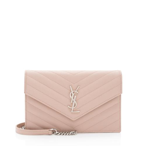 Saint Laurent Matelasse Grain de Poudre Monogram Envelope Chain Wallet