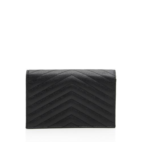 Saint Laurent Matelasse Grain de Poudre Monogram Envelope Chain Wallet