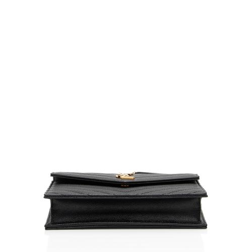 Saint Laurent Matelasse Grain de Poudre Monogram Envelope Chain Wallet