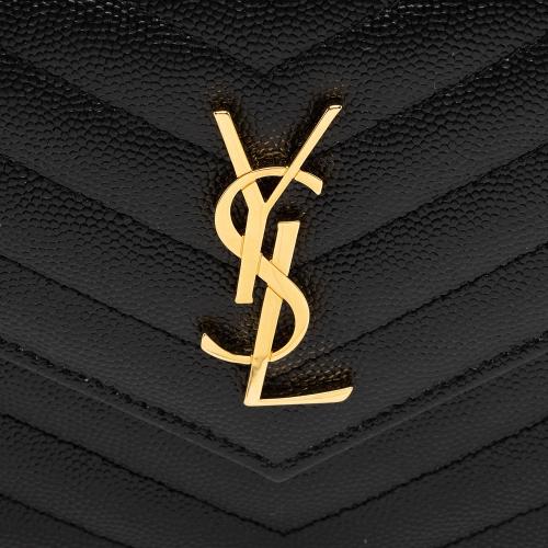 Saint Laurent Matelasse Grain de Poudre Monogram Envelope Chain Wallet