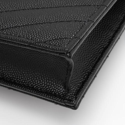 Saint Laurent Matelasse Grain de Poudre Monogram Envelope Chain Wallet