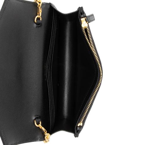 Saint Laurent Matelasse Grain de Poudre Monogram Envelope Chain Wallet