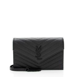 Saint Laurent Matelasse Grain de Poudre Monogram Envelope Chain Wallet