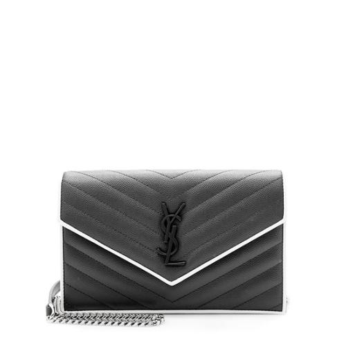 Saint Laurent Matelasse Grain de Poudre Monogram Envelope Chain Wallet Saint Laurent Handbags Bag Borrow or Steal