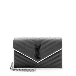 Saint Laurent Matelasse Grain de Poudre Monogram Envelope Chain Wallet