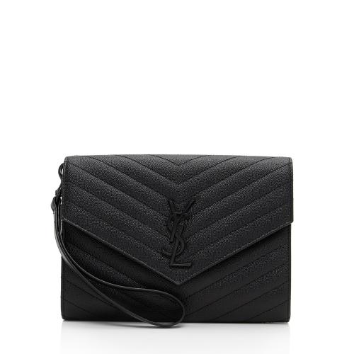 Saint Laurent Matelasse Grain de Poudre Monogram Envelope Pouch