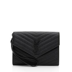 Saint Laurent Matelasse Grain de Poudre Monogram Envelope Pouch