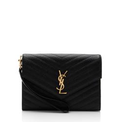 Saint Laurent Matelasse Grain de Poudre Monogram Envelope Pouch