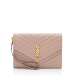 Saint Laurent Matelasse Grain de Poudre Monogram Envelope Pouch