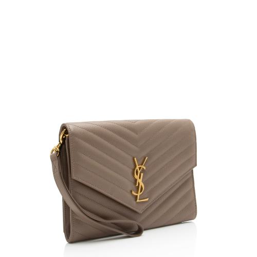 Saint Laurent Matelasse Grain de Poudre Monogram Envelope Pouch