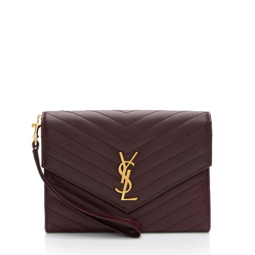 Saint Laurent Matelasse Grain de Poudre Monogram Envelope Pouch