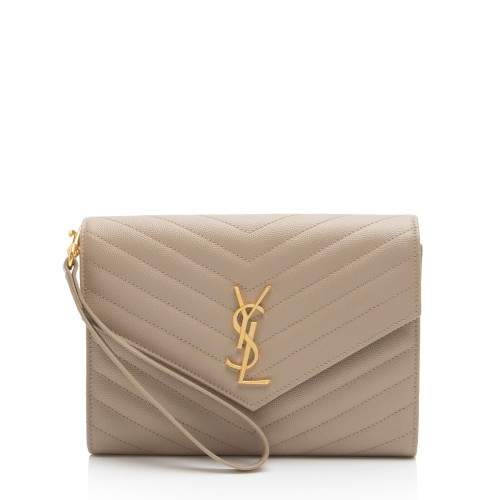 Saint Laurent Matelasse Grain de Poudre Monogram Envelope Pouch